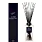 A minimalist black and white fragrance diffuser labeled "Sohum Fragrance Diffuser" from Flowers on Norton St exudes elegance. The glass bottle, featuring natural fiber reeds, sits beside its matching rectangular box. Both display sleek, modern typography, offering a fine fragrance that complements any decor.
