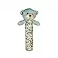 Introducing the Lily & George Baby Rattle by Flowers on Norton St: a soft blue bear with a floral-patterned handle. The plush head and paws of this delightful bear complement the cylindrical grip, which is adorned with small blue and black flowers on a white background, making it perfect for little hands to explore.