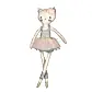 Introducing the Lily & George | Daisy Dancing Cat by Flowers on Norton St, a plush feline adorned in a charming ballet outfit. She twirls elegantly in her gray and pink tutu, complete with gold ballet shoes and a coordinating headband. A lovely pink flower sits atop her head, while her embroidered whiskers outline an enchanting smile.