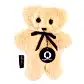 The Flatout Bears Baby Toy by Flowers on Norton St is a comforting cream-colored teddy bear with a black ribbon bow, round nose, and dark eyes. It includes a logo tag on the ribbon and an Australian sheepskin label stitched to its side.