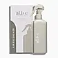 A spray bottle of the "Flowers on Norton St" AL.IVE BODY air freshener, a must-have kitchen item, is placed in front of its packaging box. The label displays "pink salt & citrus," while the light gray bottle with a trigger spray top showcases minimalistic elegance.