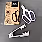 A pair of floral secateurs with purple handles, a brown box labeled "Flower Snips" featuring floral illustrations, and a gray plastic tool are arranged on a dark surface. These tools from the Flowers on Norton St Budding Florist Kit transform handling seasonal flowers into an artful experience.