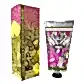 A tube of KEW Hand Cream by Flowers on Norton St is positioned beside its decorative box. The packaging, influenced by Kew Royal Botanical Gardens, showcases a vintage botanical design with illustrations of a butterfly and lemons.