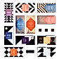 The Koko Black Chocolate Block by FlowersonNortonSt is presented in packaging adorned with geometric patterns and vibrant colors, arranged neatly in a grid. These handcrafted chocolates are made with care, using sustainably sourced cocoa. Some boxes are open, offering a glimpse of the delicious pieces within.