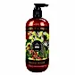 A bottle of KEW Hand Wash from Flowers on Norton St features the scent "Sandalwood & Pink Pepper" as part of their Floral Collection at Kew Royal Botanical Gardens. The amber bottle is adorned with botanical illustrations and comes with a black pump dispenser.